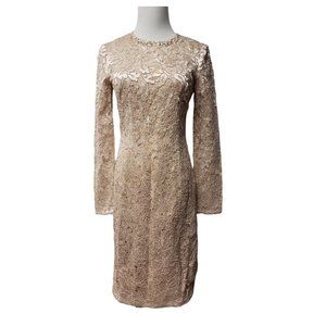 Carmen Marc Valvo Infusion tan lace dress . size 6
